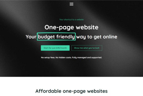 one-page website design