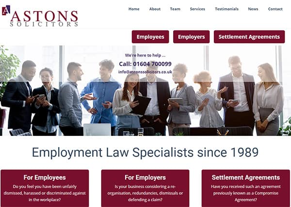 Solicitors Web Design Astons Northampton