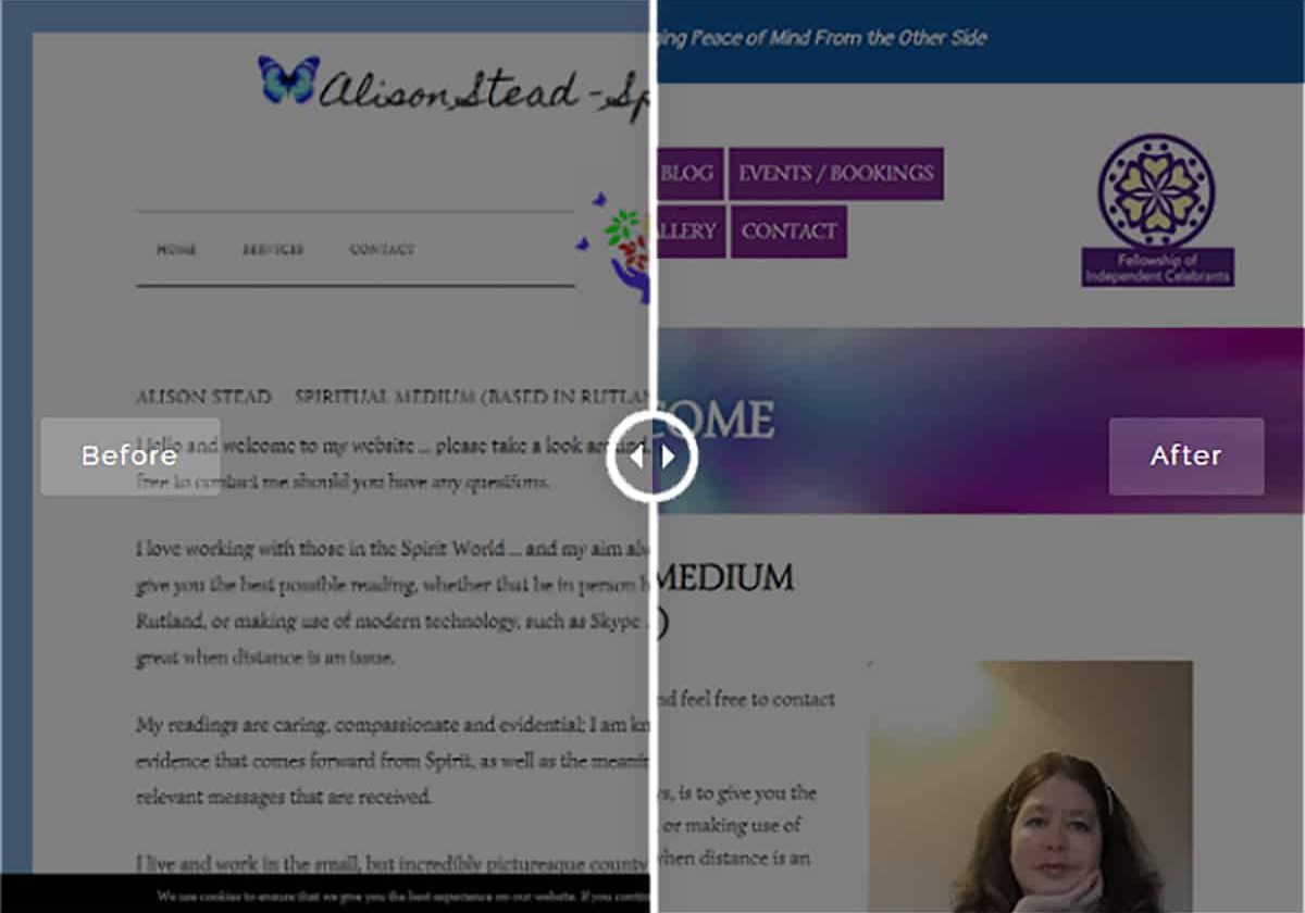 Before and after website refresh