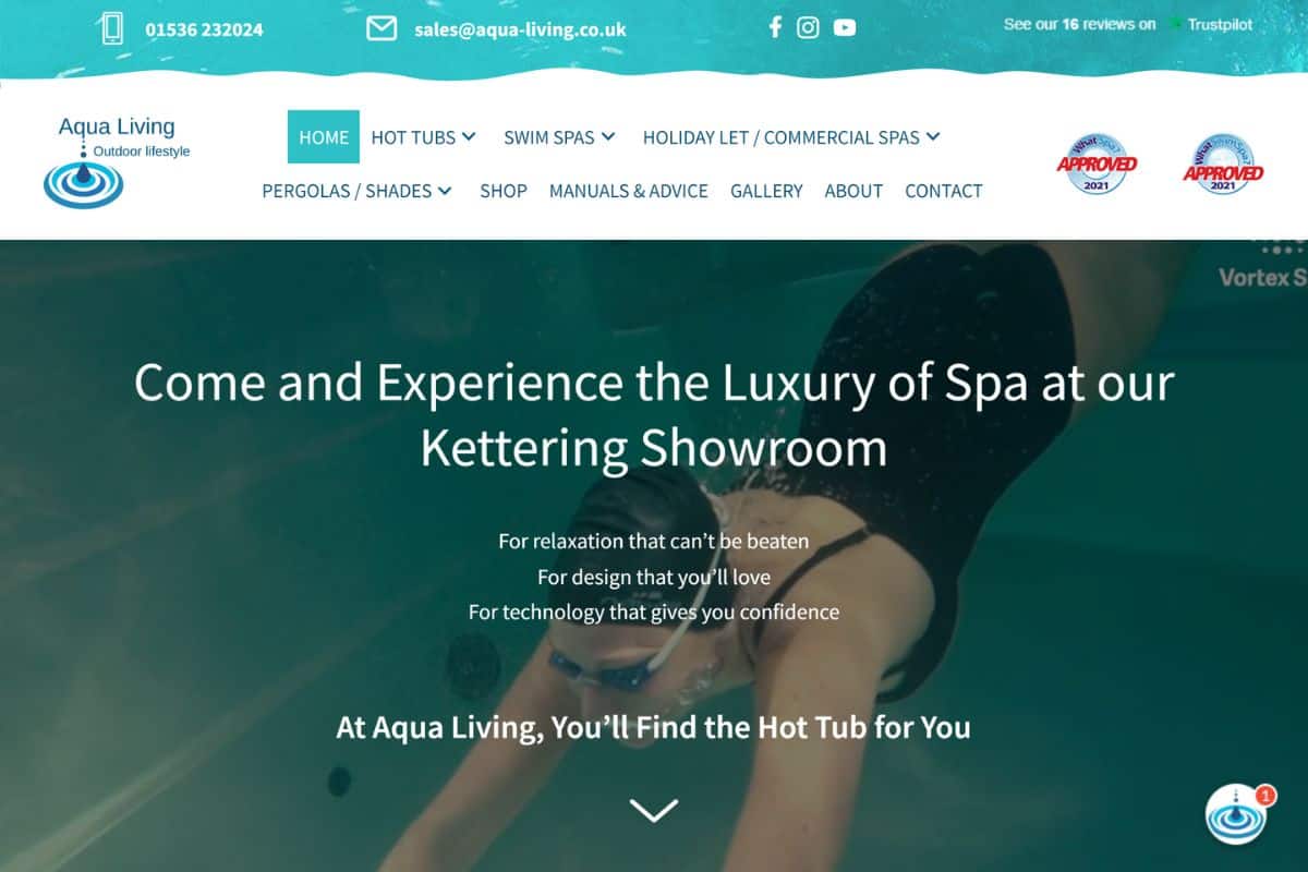 hot tub showroom web design